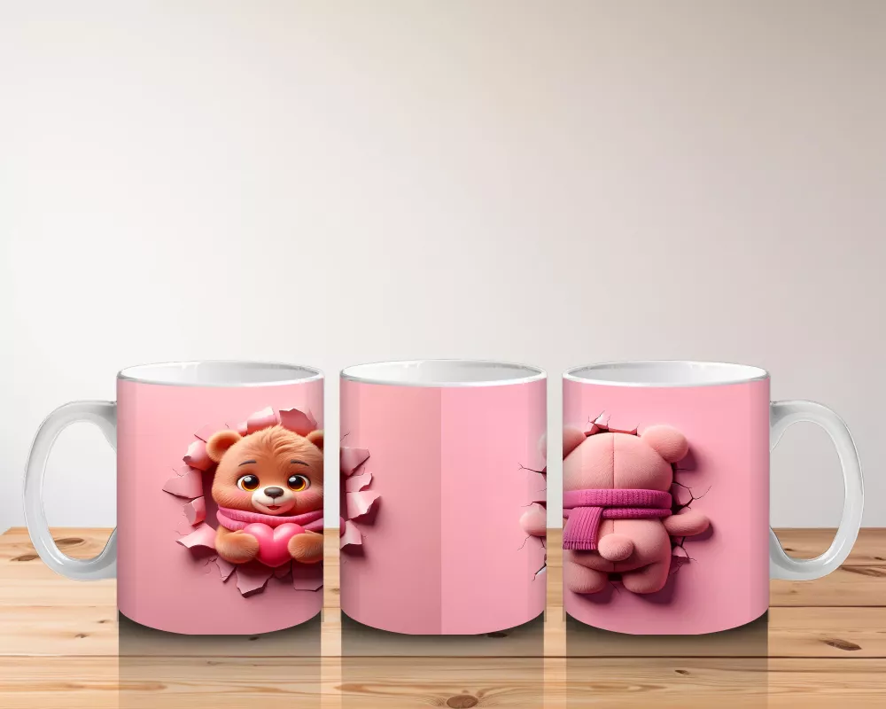 Sevimli Ayıcık ve Kalpli Oyuncak – Baskılı Kahve Kupası - 5
