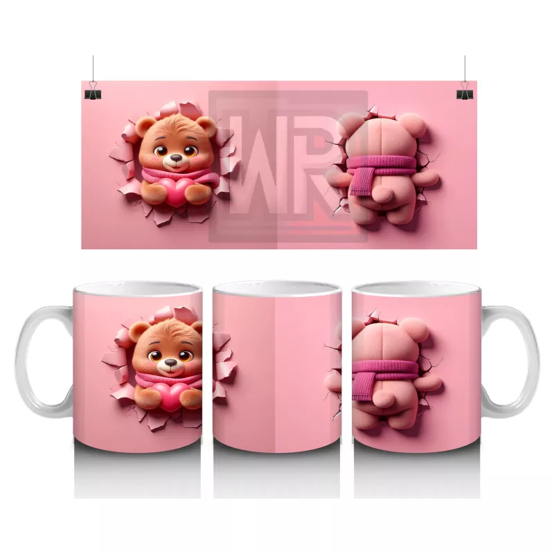 Sevimli Ayıcık ve Kalpli Oyuncak – Baskılı Kahve Kupası