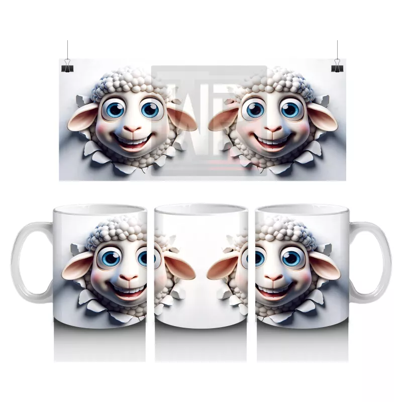 Sevimli Çift Kuzu Figürüyle Neşeli Tasarım - Baskılı Kahve Kupası