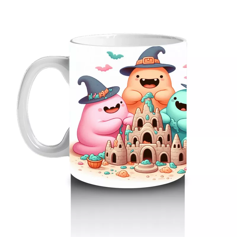 Sevimli Hayalet ve Dinozor Kostümlü Çocuklara Özel Cadılar Bayramı Baskılı Kupa Bardak - 2