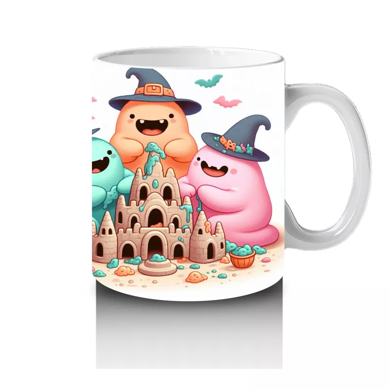 Sevimli Hayalet ve Dinozor Kostümlü Çocuklara Özel Cadılar Bayramı Baskılı Kupa Bardak - 4