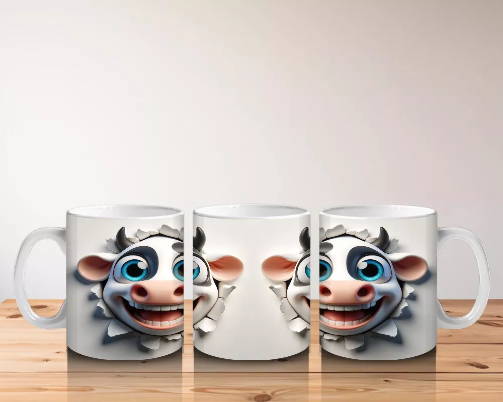 Sevimli İnek Çifti – Baskılı Kahve Kupası - 5