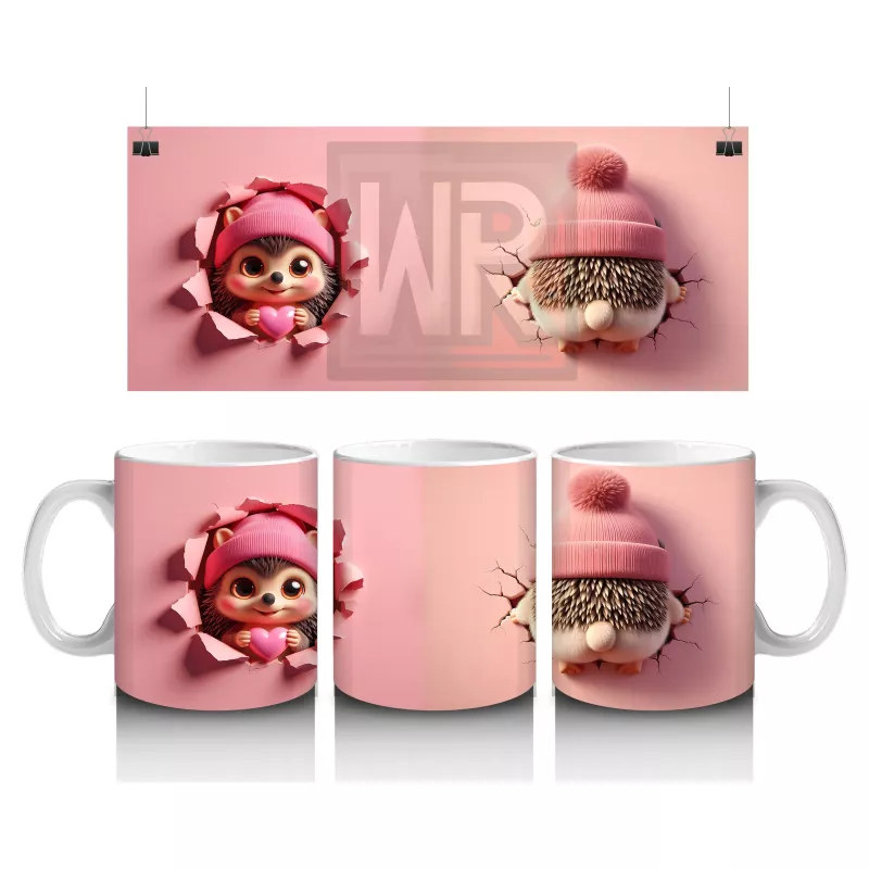 Sevimli Kız ve Bere Detaylı Kalp Çatlak – Baskılı Kupa Bardak