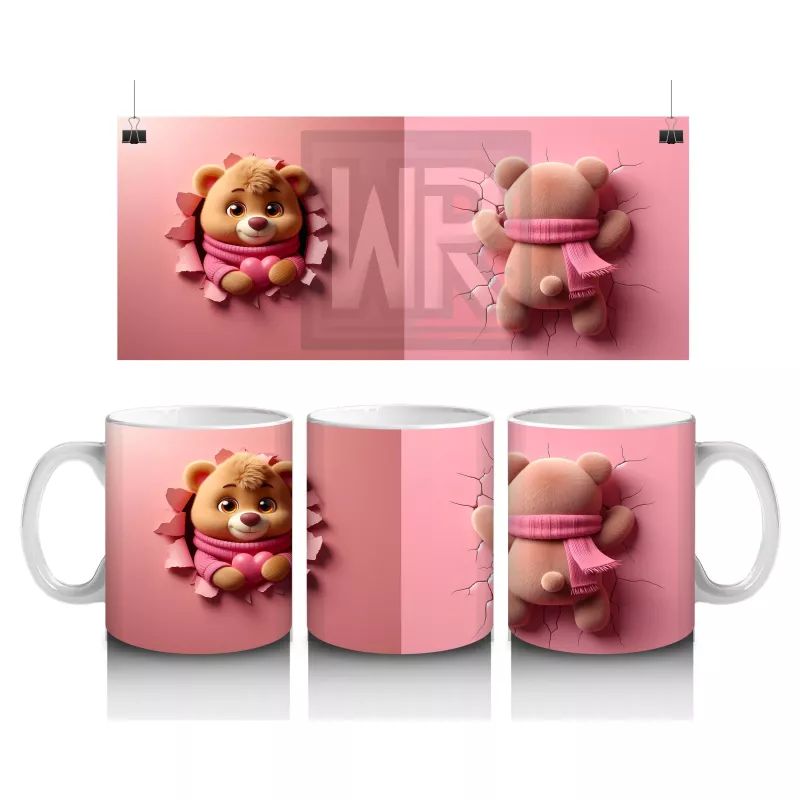 Sevimli Maskot ve Peluş Ayıcık – Baskılı Kahve Kupası