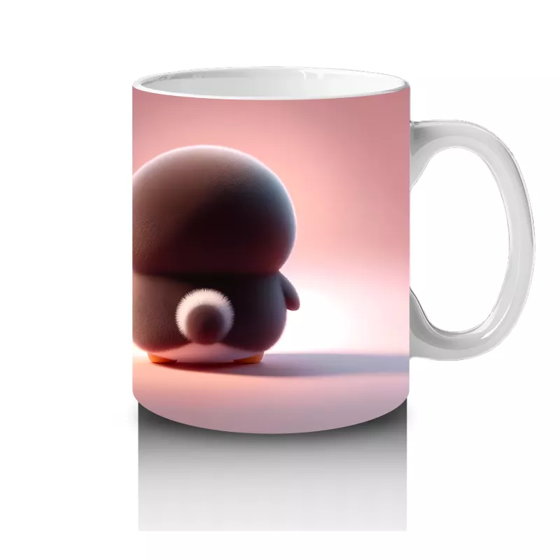 Sevimli Penguen Maskotlar Ön ve Arka Görünüm – Baskılı Kahve Kupası - 4