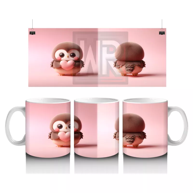 Sevimli Penguen ve Ayıcık Figürü – Baskılı Kahve Kupası