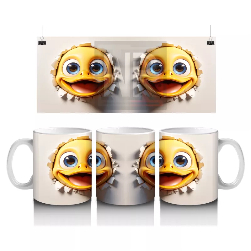 Sevimli Sarı Yüzler ve Komik İfadeler – Baskılı Kahve Kupası