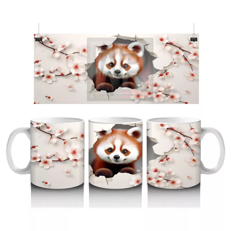 Sevimli Tilki ve Çiçekli Arka Plan – Baskılı Kahve Kupası