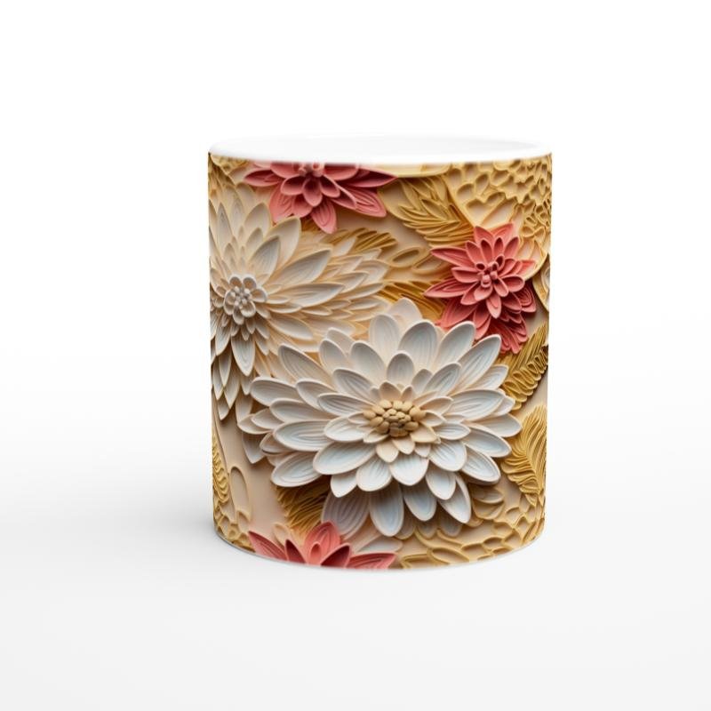 Sıcak Tonlu Katmanlı Çiçekli Kupa Bardak - 2