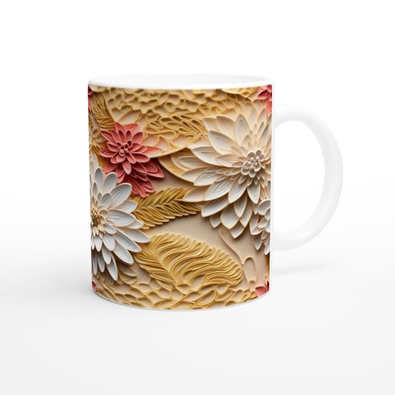 Sıcak Tonlu Katmanlı Çiçekli Kupa Bardak - 3