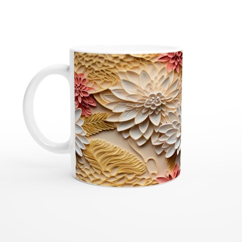 Sıcak Tonlu Katmanlı Çiçekli Kupa Bardak