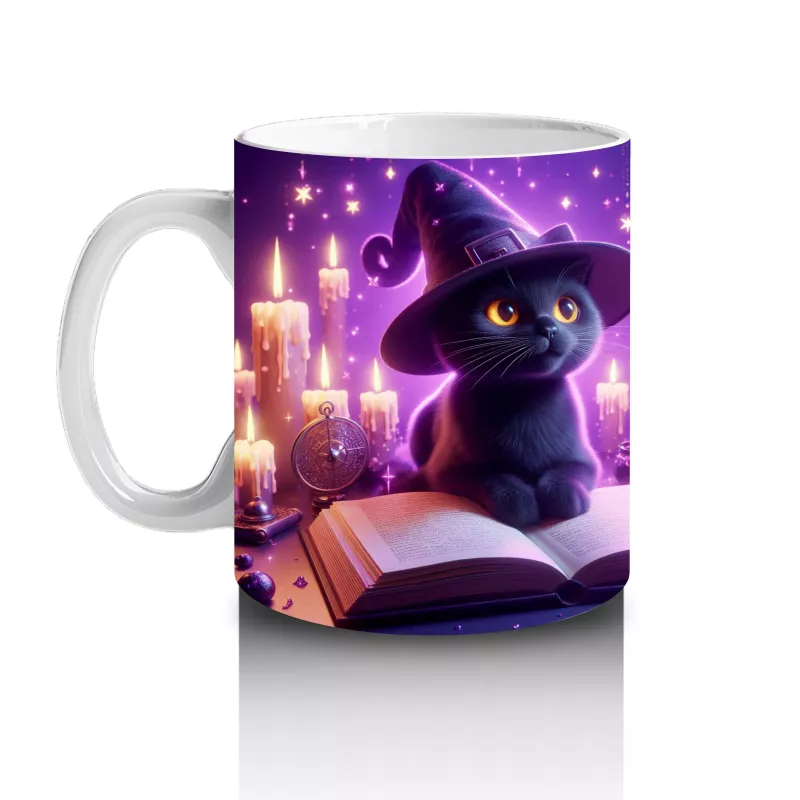 Sihirli Eller ve Parlayan Büyü Halkalarıyla Cadı Temalı Cadılar Bayramı Baskılı Kupa Bardak - 2