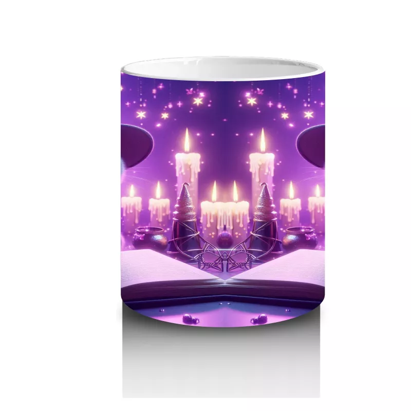 Sihirli Eller ve Parlayan Büyü Halkalarıyla Cadı Temalı Cadılar Bayramı Baskılı Kupa Bardak - 3