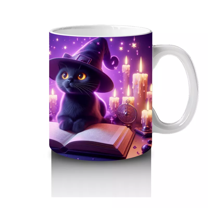 Sihirli Eller ve Parlayan Büyü Halkalarıyla Cadı Temalı Cadılar Bayramı Baskılı Kupa Bardak - 4