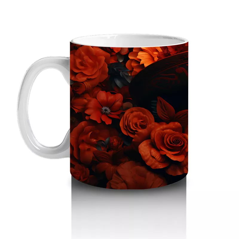 Simsiyah Şapka ve Kırmızı Gül Bahçesi – Hediyelik Kahve Kupası - 2