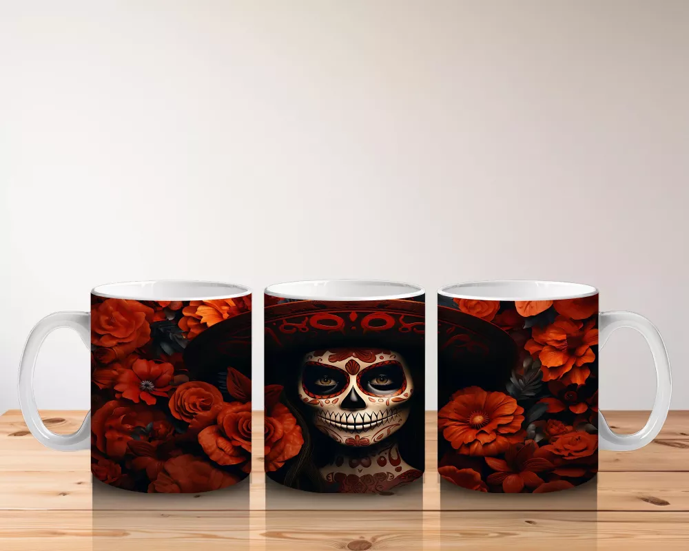 Simsiyah Şapka ve Kırmızı Gül Bahçesi – Hediyelik Kahve Kupası - 5