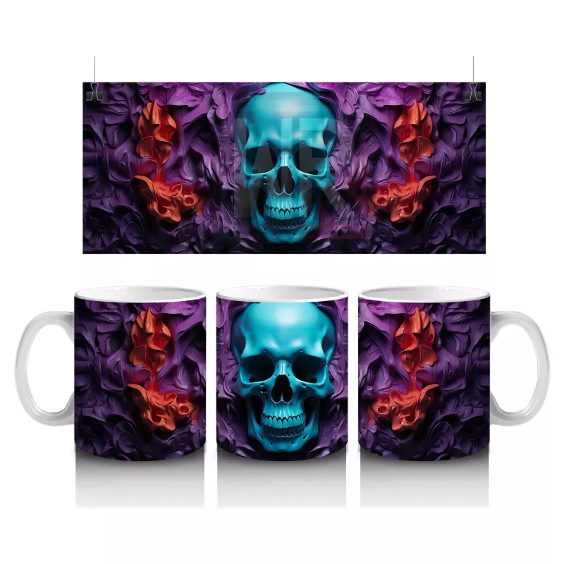 Sisler Arasında Işıltılı Mavi Kafatası – Hediyelik Kahve Kupası