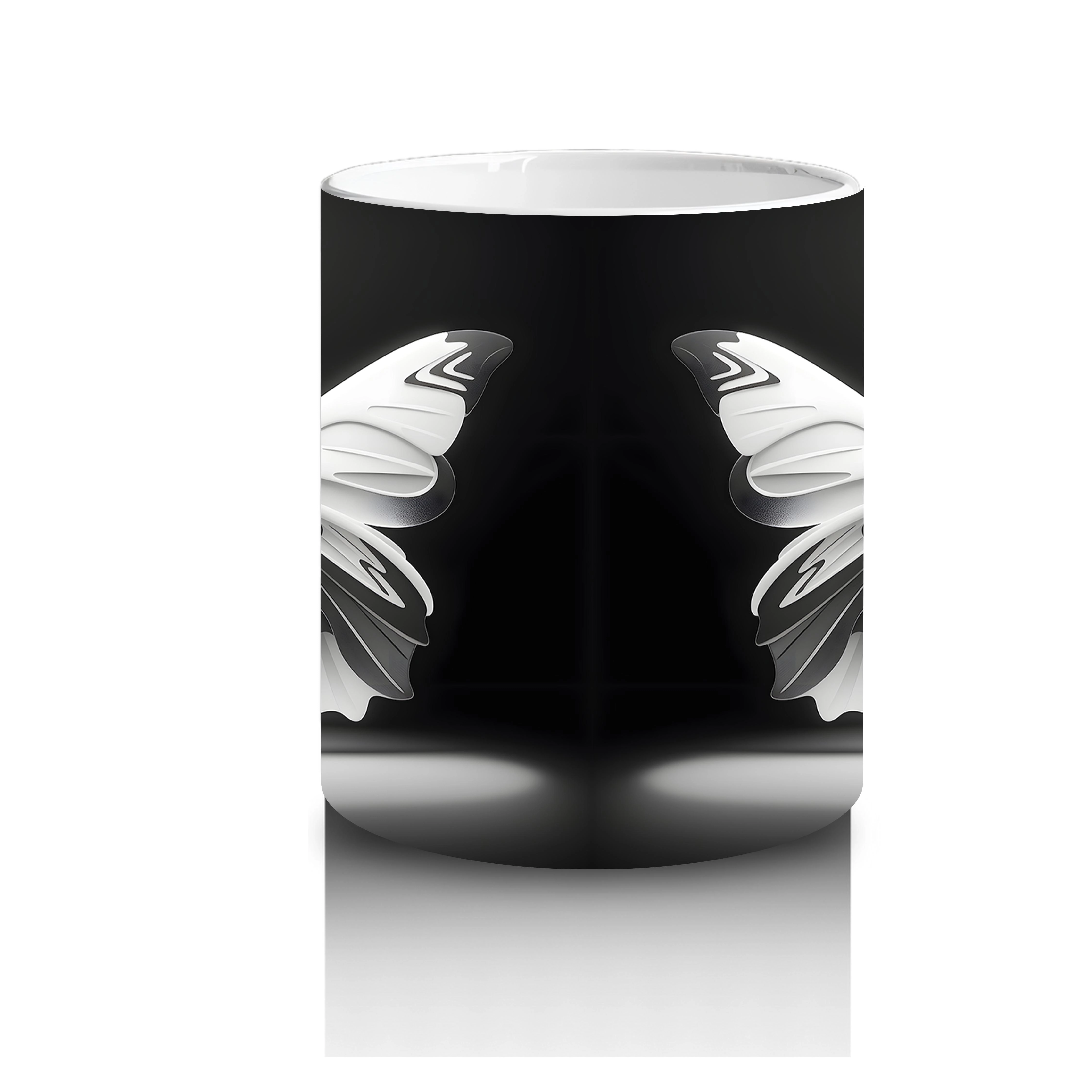 Siyah Beyaz Zarif Kelebek İkilisi – Baskılı Kahve Kupası - 3