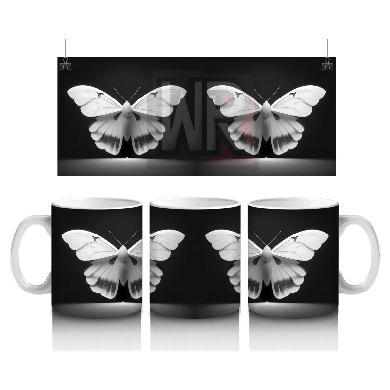 Siyah Beyaz Zarif Kelebekler – Baskılı Kahve Kupası