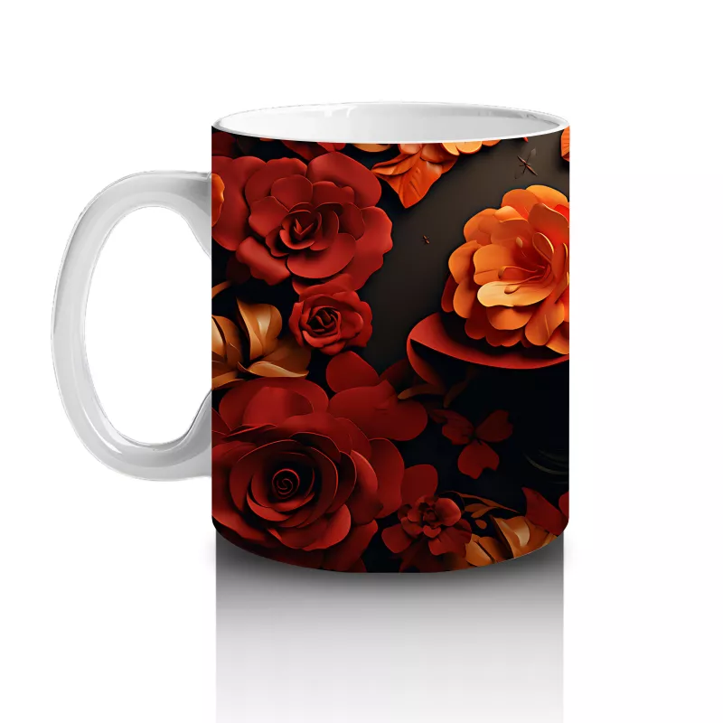 Siyah Şapka Altında Turuncu Gül Bakışı – Hediyelik Kahve Kupası - 2