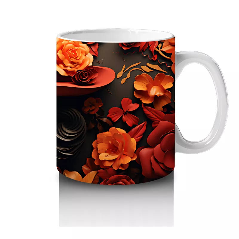 Siyah Şapka Altında Turuncu Gül Bakışı – Hediyelik Kahve Kupası - 4