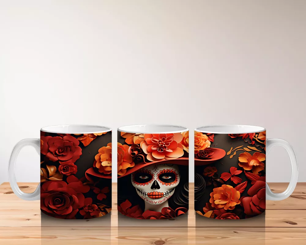 Siyah Şapka Altında Turuncu Gül Bakışı – Hediyelik Kahve Kupası - 5