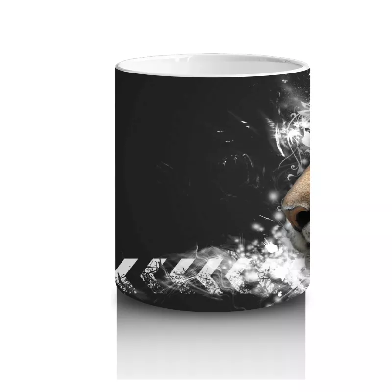 Siyah Zemin Üzerinde Kaplan Portresi – Baskılı Kahve Kupası - 3