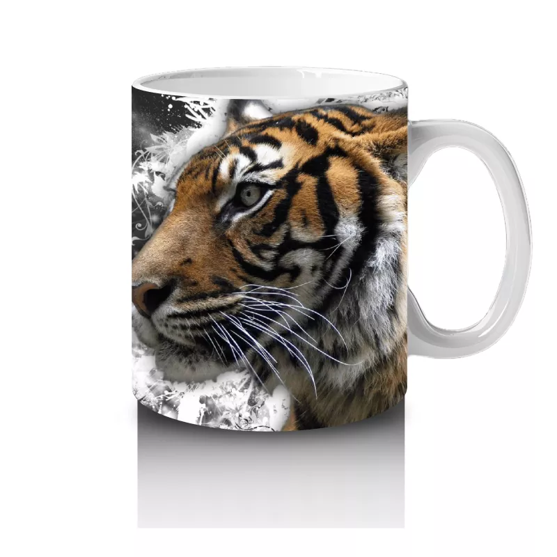 Siyah Zemin Üzerinde Kaplan Portresi – Baskılı Kahve Kupası - 4