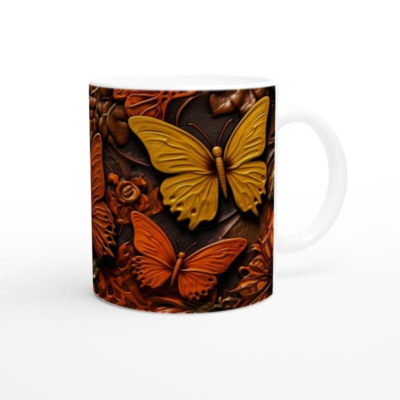 Sonbahar Renklerinde Kelebekler Temalı Baskılı Kupa Bardak - 3