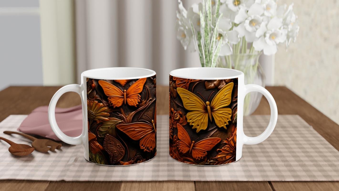 Sonbahar Renklerinde Kelebekler Temalı Baskılı Kupa Bardak - 5