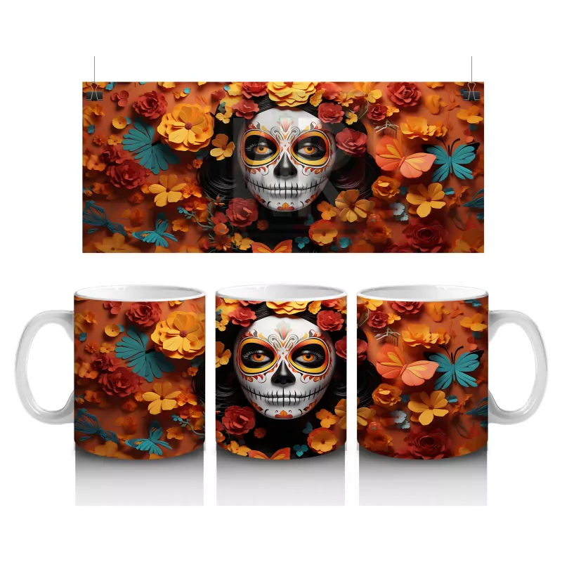 Sonbahar Yaprakları Arasında Kafatası – Hediyelik Kahve Kupası