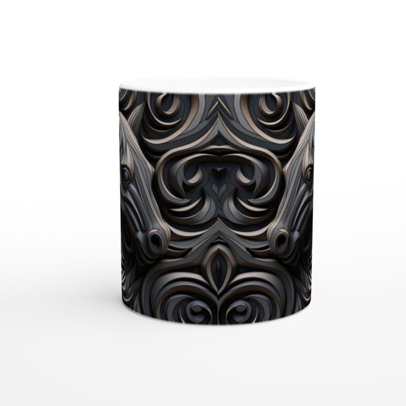 Soyut Desenli Modern At Figürlü Kupa Bardak - 2