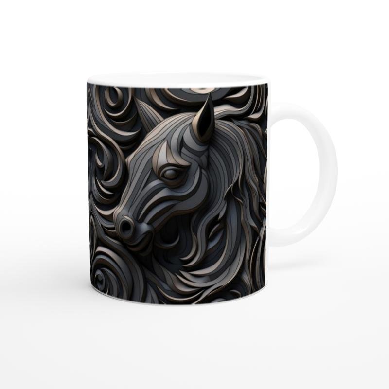 Soyut Desenli Modern At Figürlü Kupa Bardak - 3