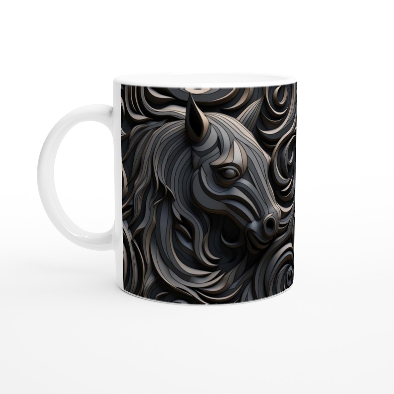 Soyut Desenli Modern At Figürlü Kupa Bardak