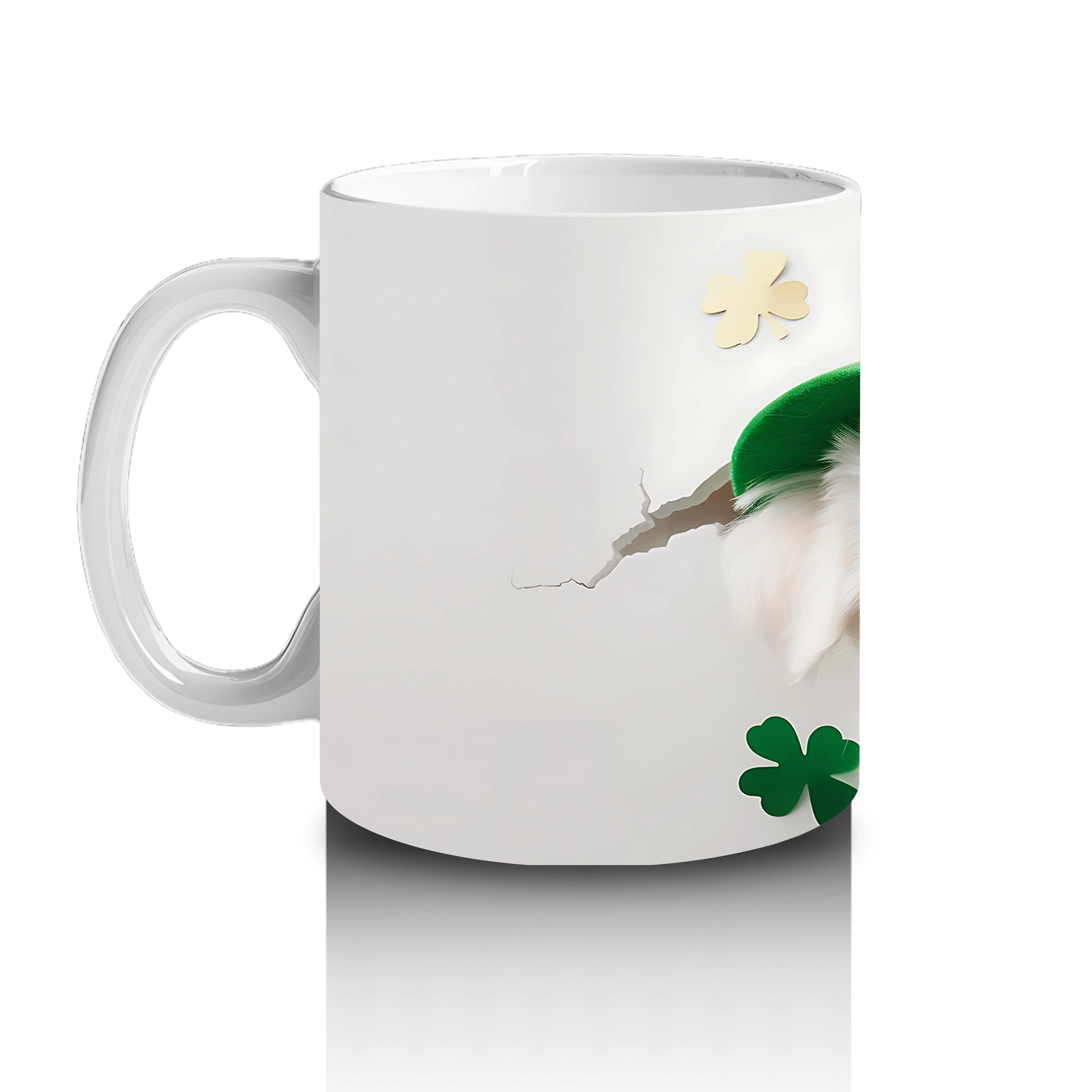 St. Patrick Şapkalı Çatlakta Sevimli Yavru Köpek – Baskılı Kahve Kupası - 2