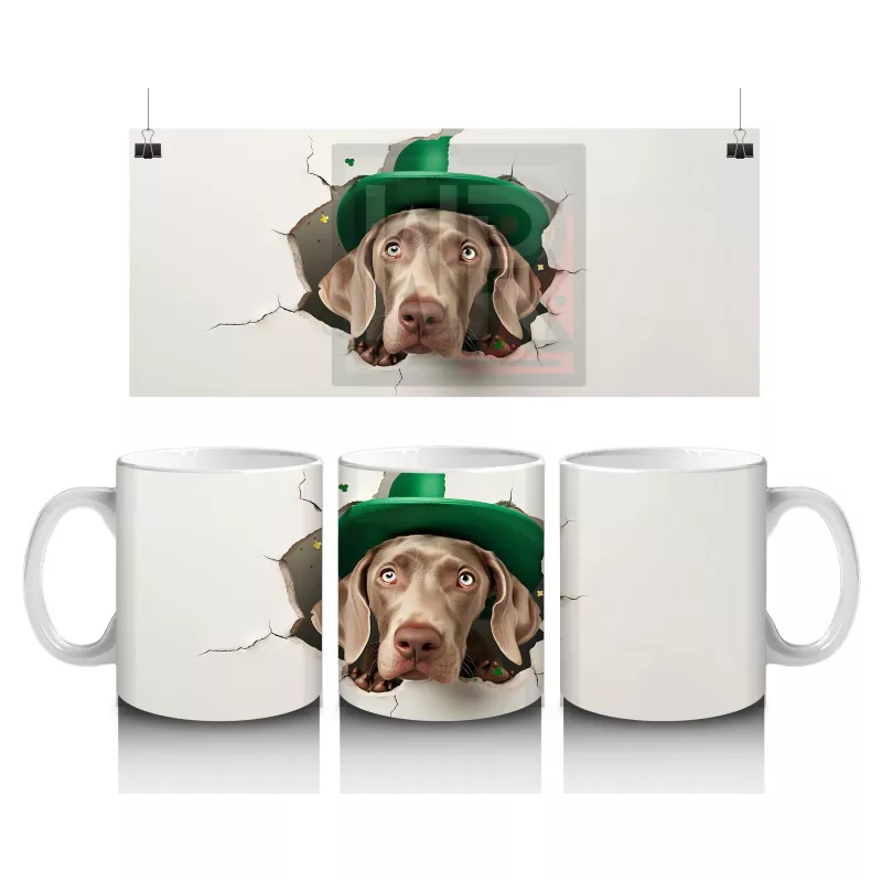 St. Patrick Şapkalı Gülümseyen Köpek – Baskılı Kahve Kupası