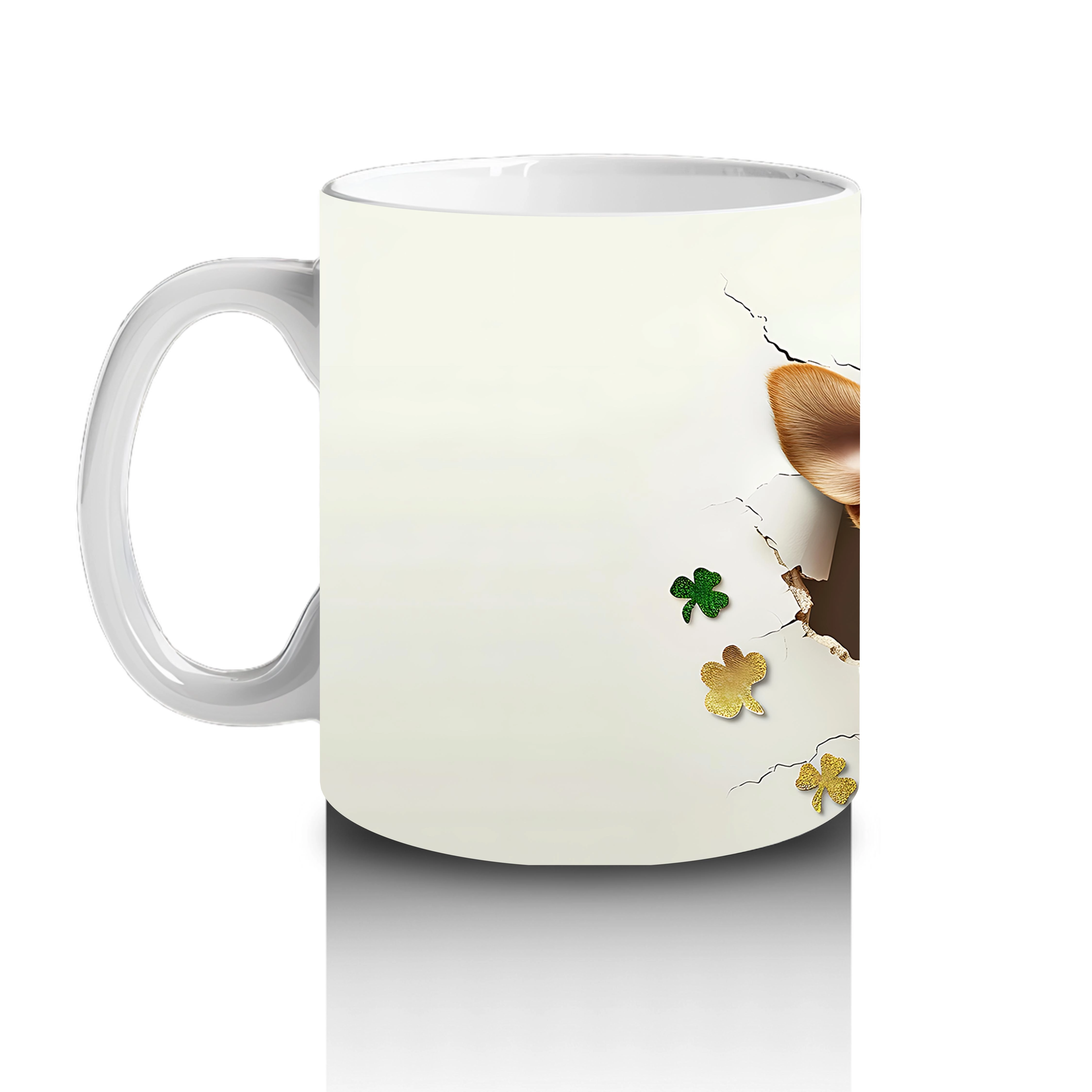 St. Patrick Şapkalı Neşeli Corgi Deseni – Baskılı Kahve Kupası - 2