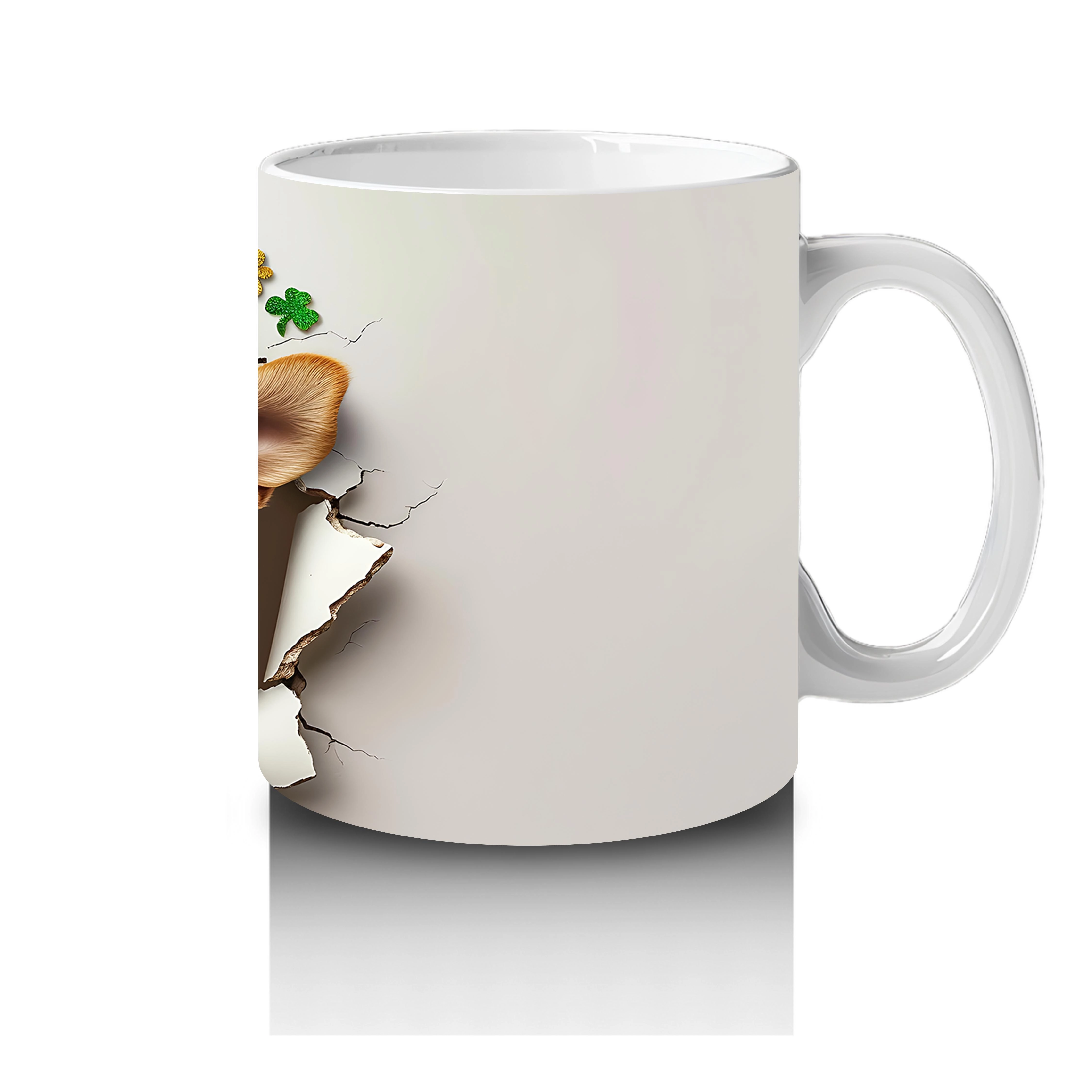 St. Patrick Şapkalı Neşeli Corgi Deseni – Baskılı Kahve Kupası - 4