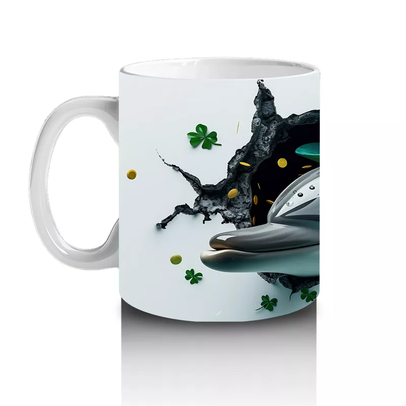 St. Patrick Şapkalı Neşeli Yunus – Baskılı Kahve Kupası - 2