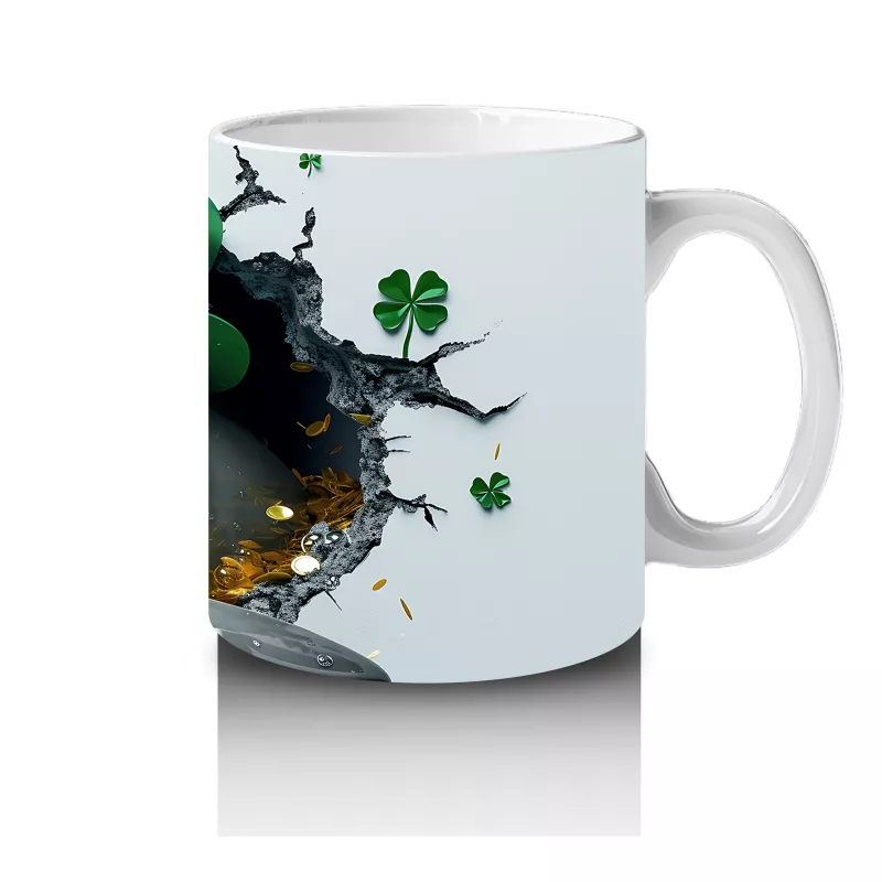 St. Patrick Şapkalı Neşeli Yunus – Baskılı Kahve Kupası - 4