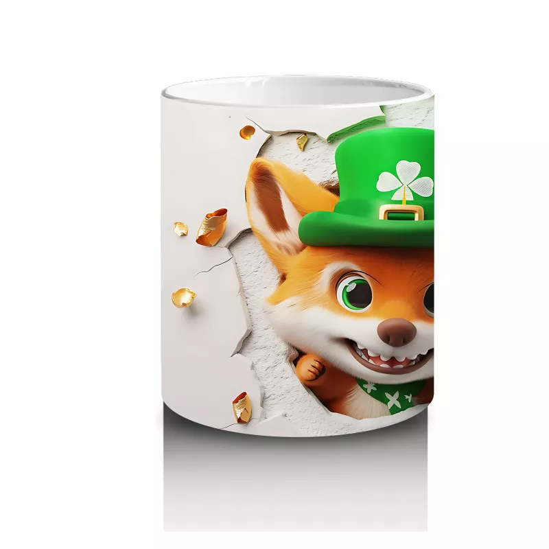 St. Patrick Şapkalı Oyuncu Tilki – Baskılı Kahve Kupası - 3