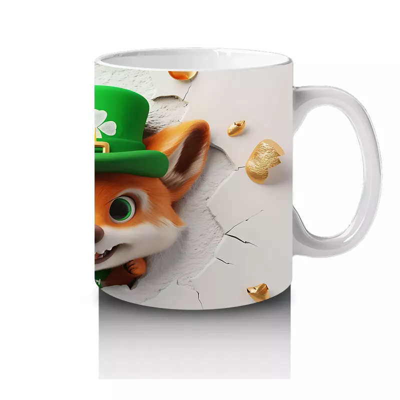 St. Patrick Şapkalı Oyuncu Tilki – Baskılı Kahve Kupası - 4