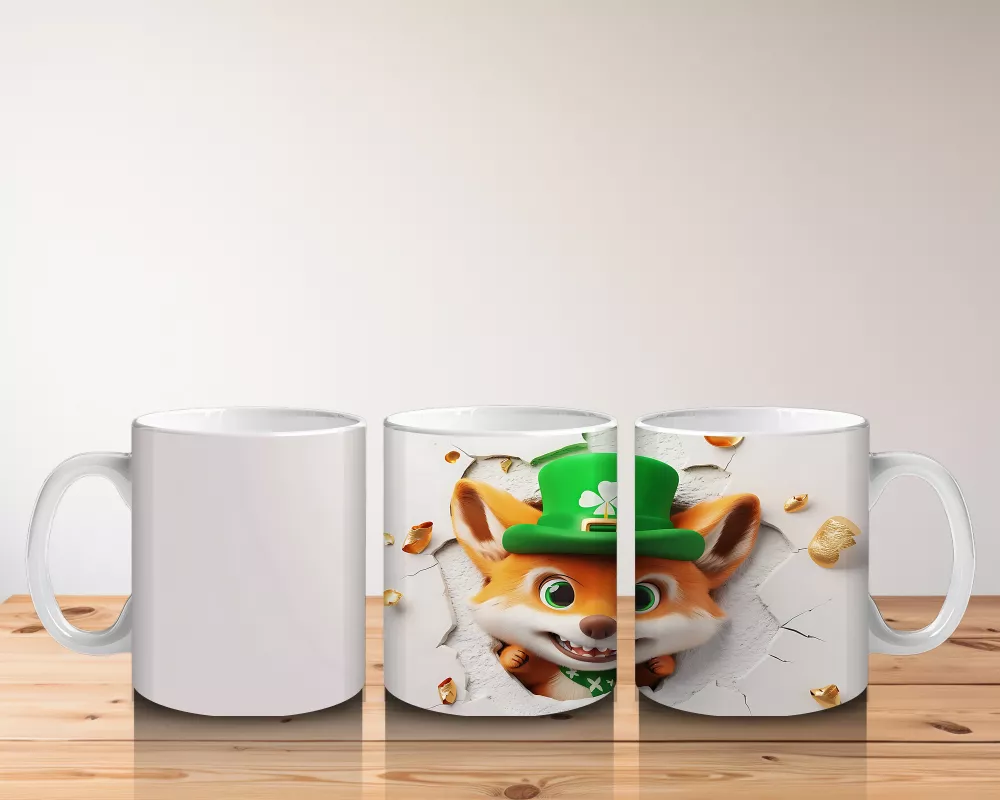 St. Patrick Şapkalı Oyuncu Tilki – Baskılı Kahve Kupası - 5