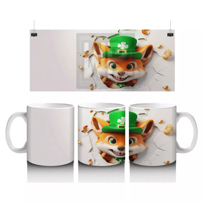 St. Patrick Şapkalı Oyuncu Tilki – Baskılı Kahve Kupası