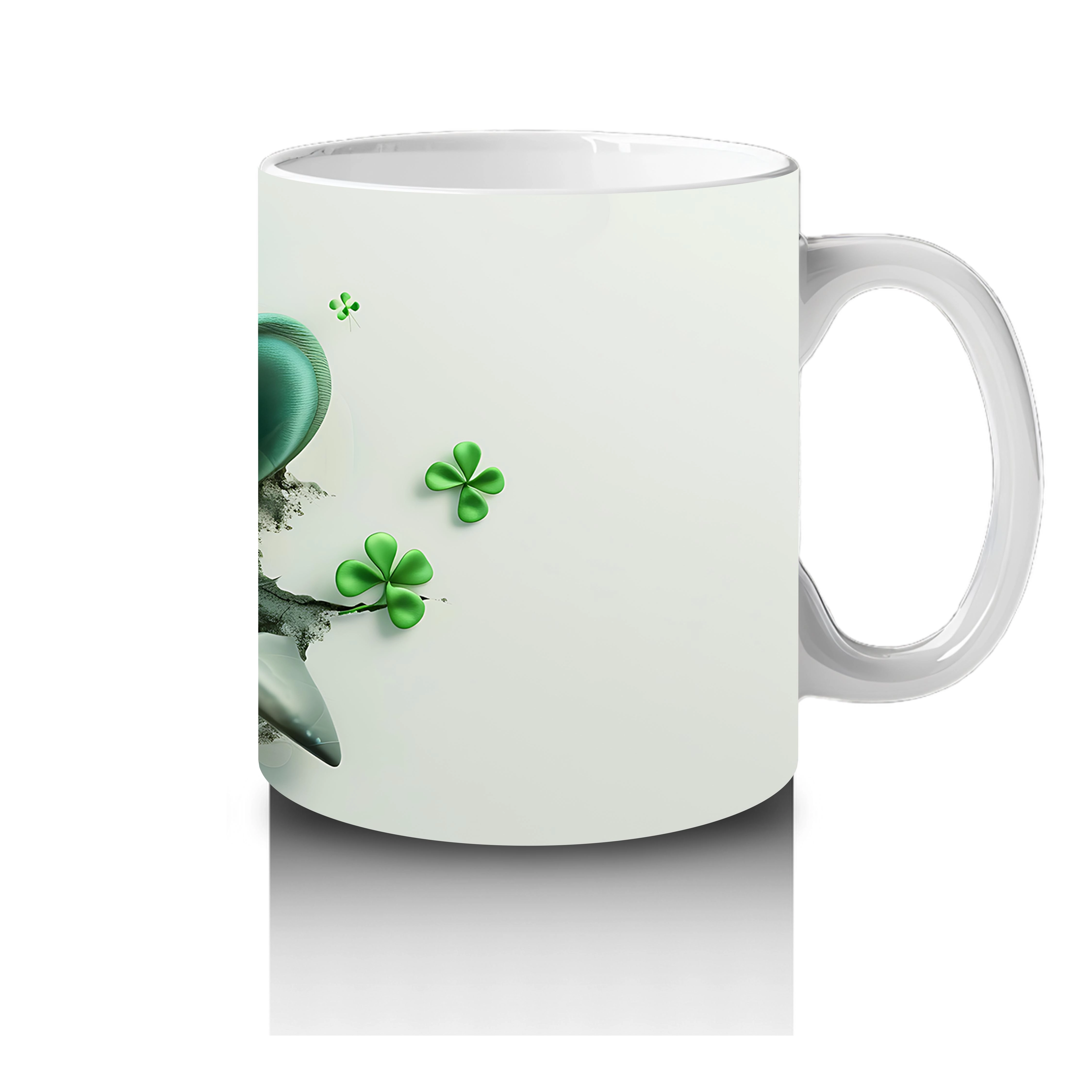 St. Patrick Şapkalı Sevimli Beyaz Köpek – Baskılı Kahve Kupası - 4