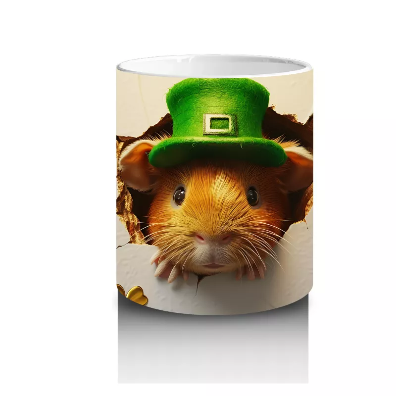St. Patrick Şapkalı Tüylü Hamster – Baskılı Kahve Kupası - 3
