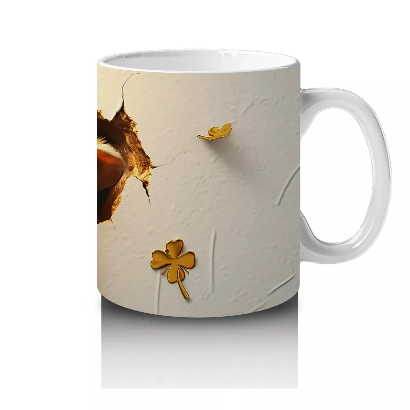 St. Patrick Şapkalı Tüylü Hamster – Baskılı Kahve Kupası - 4