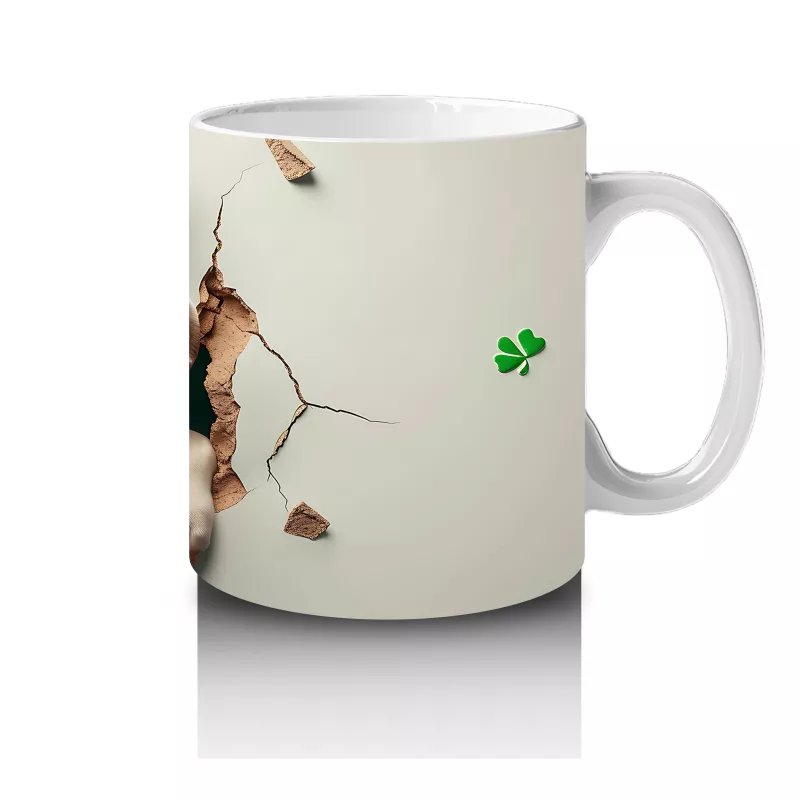 St. Patrick Şapkasıyla Çatlakta Bulldog – Baskılı Kahve Kupası - 4