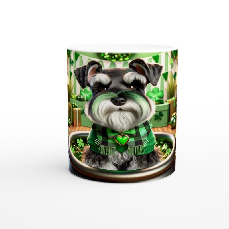 St. Patrick Temalı Schnauzer Köpek Baskılı Kupa Bardak