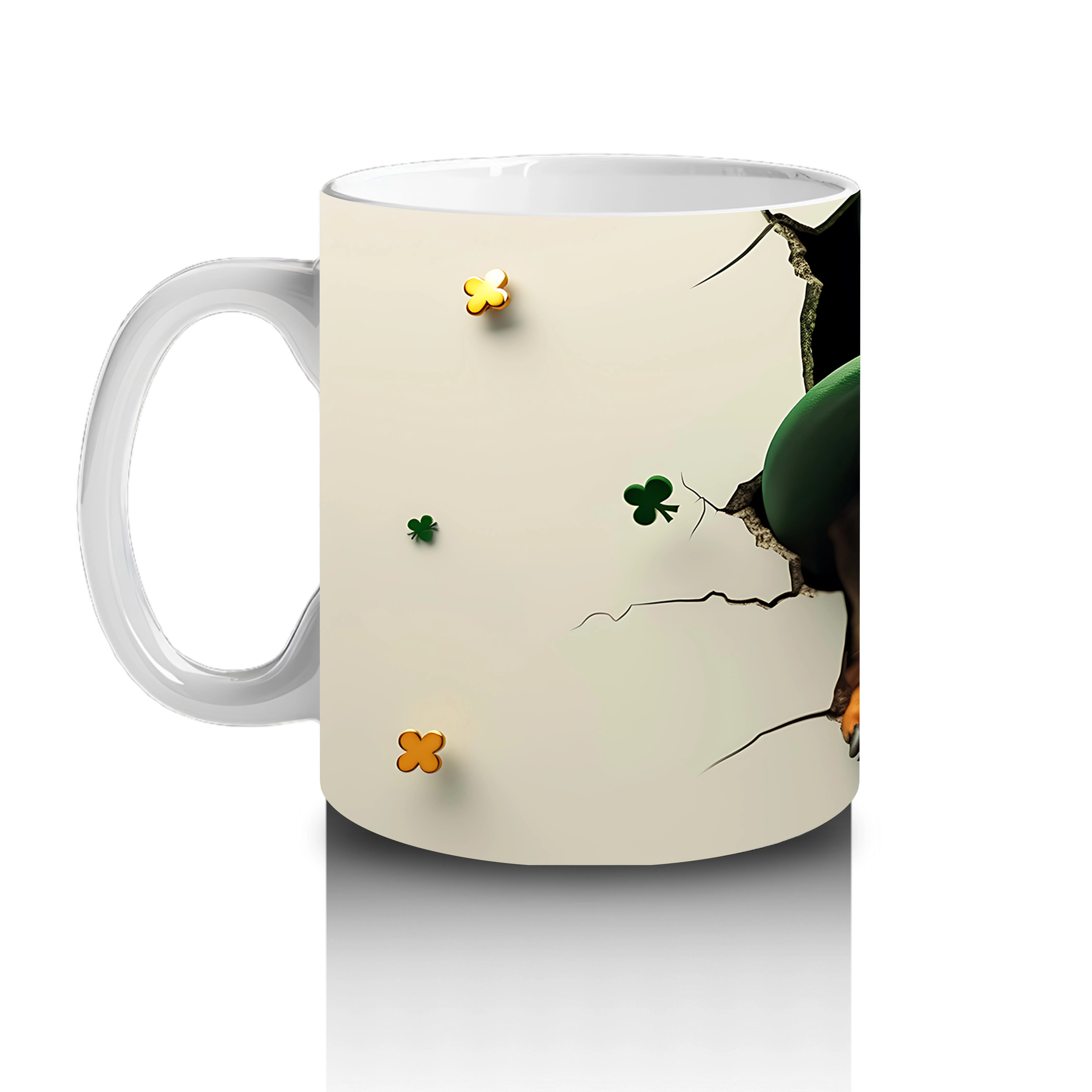 St. Patrick’s Şapkalı Çatlak Zeminden Bakan Dachshund - Baskılı kahve kupası - 2